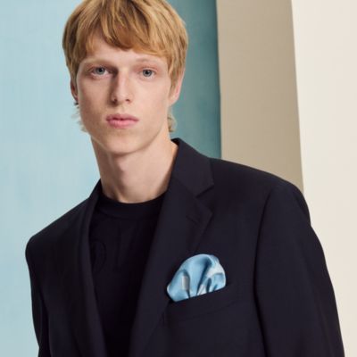 HERMES エルメス ポケットチーフ ブルーグリーン HERMES】エルメス ポケットチーフ 45 cm プレゼントに人気